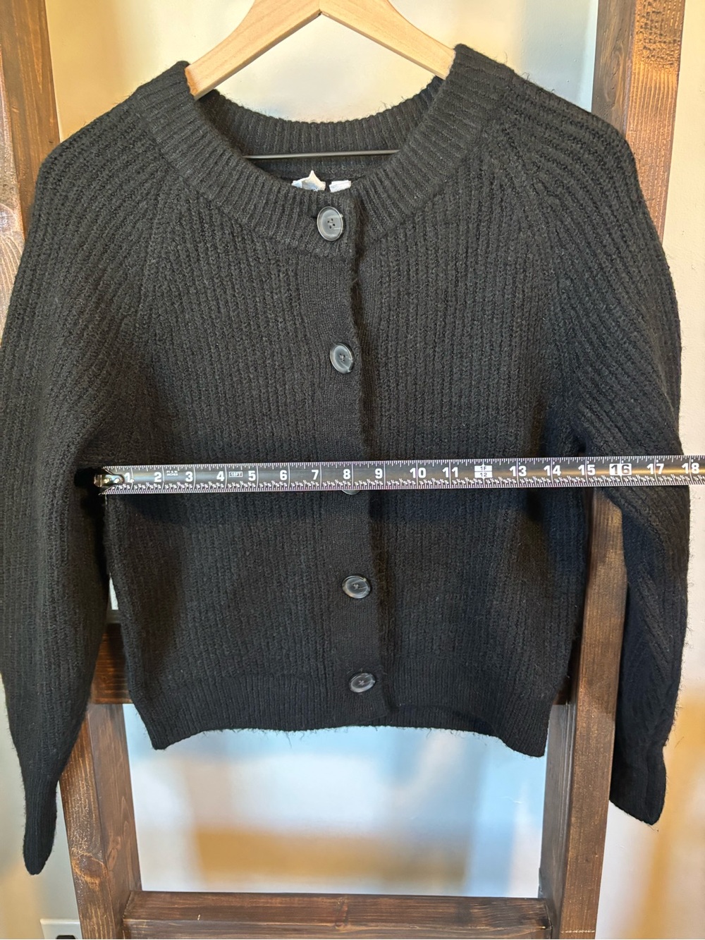 GAP Black Ribbed Button-Front Cardigan - Picture 5 of 7